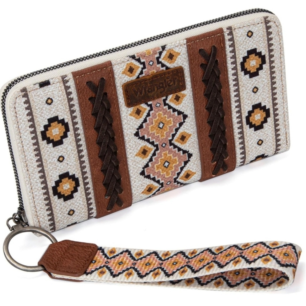 ​🤎 NWOT Wrangler Southwestern Aztec Print Zip-Around Wristlet Wallet 🤎